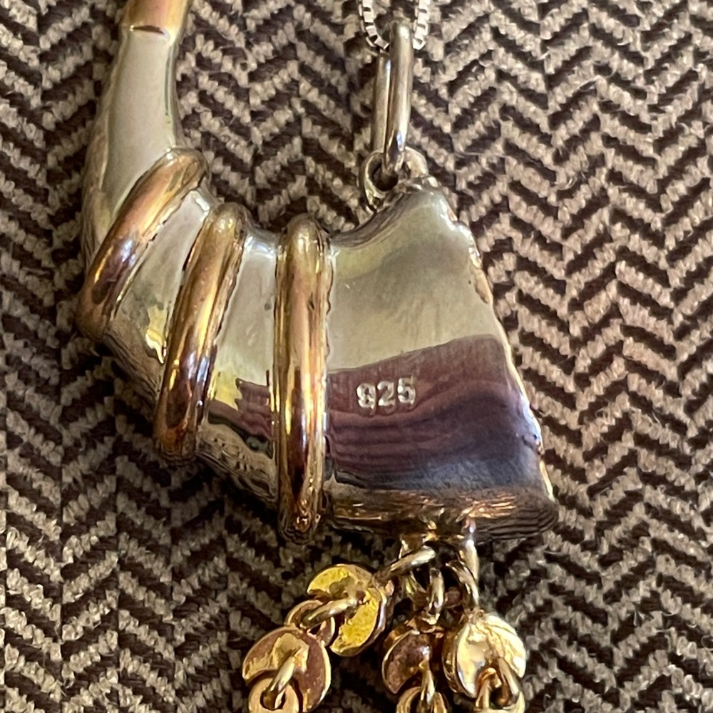 Solid Sterling Silver Cornucopia Necklace - image 7